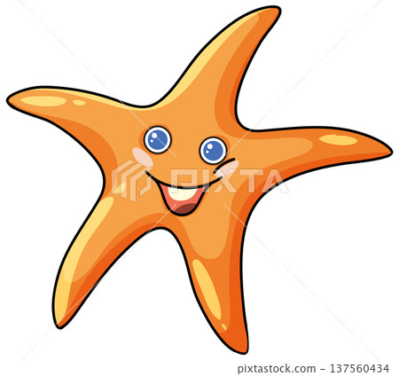 Cute Orange Starfish Cartoon Character with a Happy Smiling Face Cute Orange Starfish Cartoon Character with a Happy Smiling Face 137560434