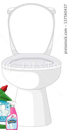 White Toilet with Cleaning Products in Vector Illustration White Toilet with Cleaning Products in Vector Illustration 137560437