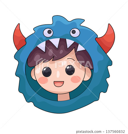 Illustration of boy in a monster costume 137560832