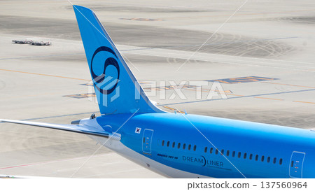 Blue tail fin with Korean Air logo Blue tail fin with Korean Air logo 137560964