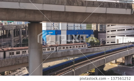 Lai King MTR Train Travels Along Elevated Railway Feb 16 2026 137561252