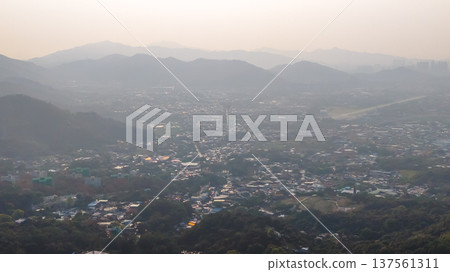 Pat Heung rural valley stretching beneath distant hazy mountains March 7 2026 Pat Heung rural valley stretching beneath distant hazy mountains March 7 2026 137561311