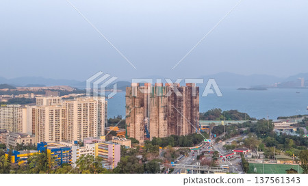 Yuen Chau Tsai waterfront skyline overlooking calm Tolo Harbour March 7 2026 Yuen Chau Tsai waterfront skyline overlooking calm Tolo Harbour March 7 2026 137561343