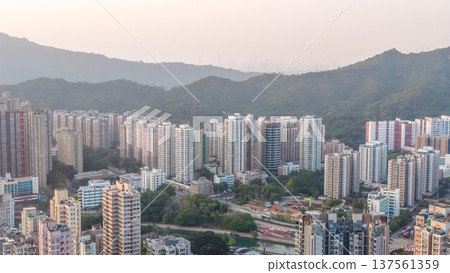 Tai Po skyline with mountains under warm sunset light March 7 2026 Tai Po skyline with mountains under warm sunset light March 7 2026 137561359