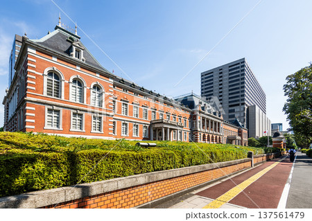 Building view of the Old Ministry of Justice in Chiyoda, Tokyo, Japan, also known as the Red-Brick Building. It is the former headquarters of the Ministry of Justice. Building view of the Old Ministry of Justice in Chiyoda, Tokyo, Japan, also known as the Red-Brick Building. It is the former headquarters of the Ministry of Justice. 137561479