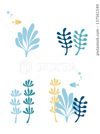 Seaweed illustration set Summer sea material Seaweed illustration set Summer sea material 137561549