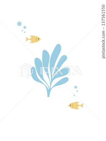 Seaweed and summer minimalist illustration vertical composition cool sea background material Seaweed and summer minimalist illustration vertical composition cool sea background material 137561550