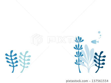 Seaweed and fish ocean background horizontal composition summer cool sea illustration 137561554