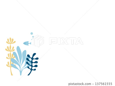 Simple watercolor sea background of seaweed Summer horizontal illustration material Simple watercolor sea background of seaweed Summer horizontal illustration material 137561555