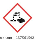 Corrosive substance hazard GHS pictogram icon isolated on white background. Industrial safety sign for corrosive materials. Chemical burn warning sign 137561592