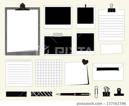 Stylish and cute stationery illustration set 137561596