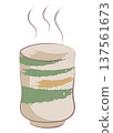 日式茶杯冒著蒸氣的插圖 137561673