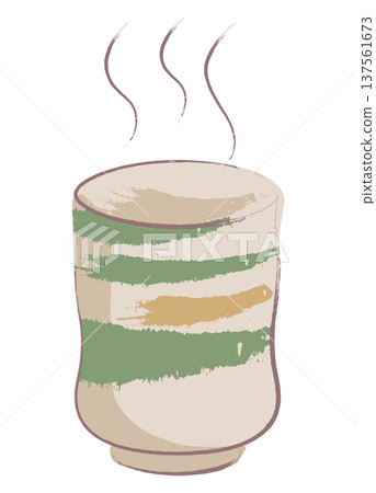 日式茶杯冒著蒸氣的插圖 日式茶杯冒著蒸氣的插圖 137561673