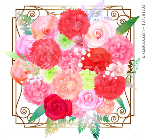 Rose and Carnation Bouquet - Iron Brown 137561833