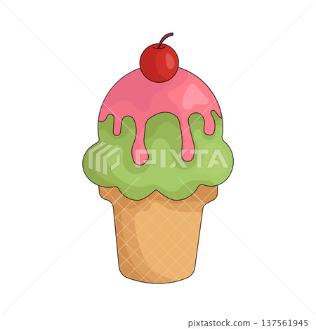 Illustration of ice cream cone Illustration of ice cream cone 137561945