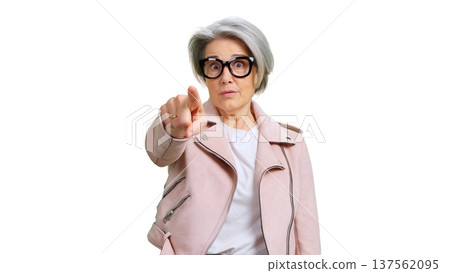 Senior woman pointing index finger choosing you 137562095