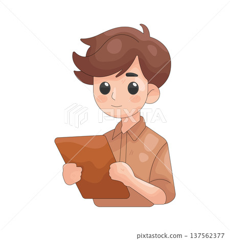 Illustration of man holding a clipboard 137562377