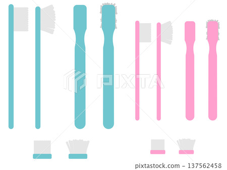 An old toothbrush with splayed bristles and a new toothbrush (set of two colors, large and small) An old toothbrush with splayed bristles and a new toothbrush (set of two colors, large and small) 137562458
