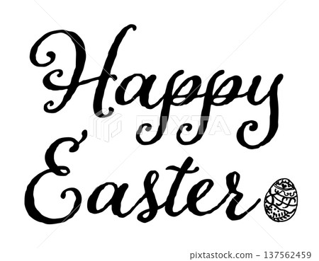 Stylish calligraphy lettering saying Happy Easter Stylish calligraphy lettering saying Happy Easter 137562459