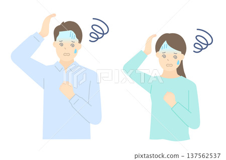 Vector illustration of men and women suffering from dizziness 137562537