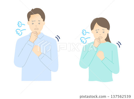 男女咳嗽的向量插圖 男女咳嗽的向量插圖 137562539