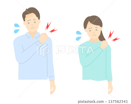Vector illustration of men and women suffering from stiff shoulders 137562541