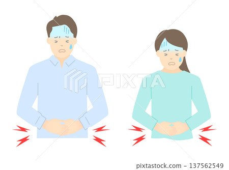 Vector illustration of a man and woman suffering from stomach pain Vector illustration of a man and woman suffering from stomach pain 137562549