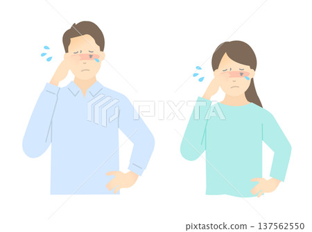 男女眼睛發癢的向量插圖 男女眼睛發癢的向量插圖 137562550
