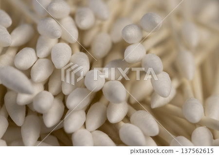 cotton swabs made of natural cotton and sticks made of recycled paper, sticks with pieces of natural cotton wool for personal hygiene and care and makeup cotton swabs made of natural cotton and sticks made of recycled paper, sticks with pieces of natural cotton wool for personal hygiene and care and makeup 137562615