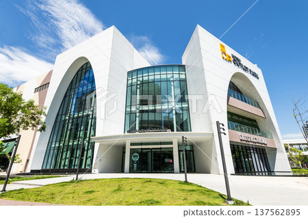 Low-angle view of the Mitsui Outlet Park Linkou in New Taipei City, Taiwan. It is Mitsui Fudosan's third overseas base. Low-angle view of the Mitsui Outlet Park Linkou in New Taipei City, Taiwan. It is Mitsui Fudosan's third overseas base. 137562895