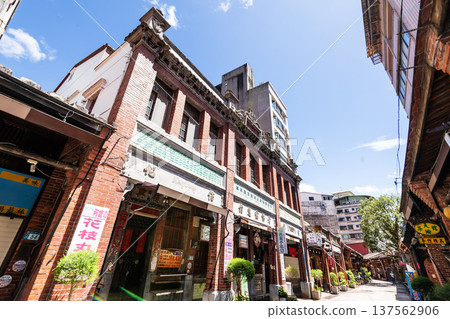 Traditional building view of the Shenkeng Old Street in New Taipei City, Taiwan. The street is famous for its tofu-related food. Traditional building view of the Shenkeng Old Street in New Taipei City, Taiwan. The street is famous for its tofu-related food. 137562906