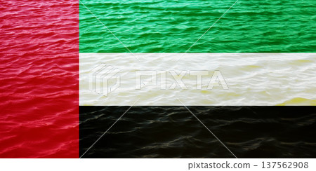 United Arab Emirates flag overlay on water ripples. a concept of maritime identity, UAE ocean, and naval trade United Arab Emirates flag overlay on water ripples. a concept of maritime identity, UAE ocean, and naval trade 137562908