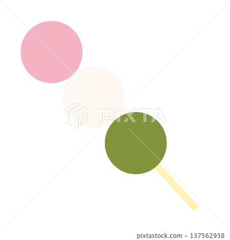 Cute illustration of three-colored dumplings in spring Cute illustration of three-colored dumplings in spring 137562938