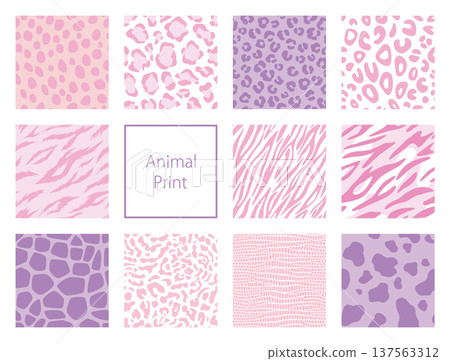 Pastel colored animal pattern background Animal print pattern set Pastel colored animal pattern background Animal print pattern set 137563312