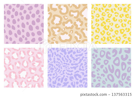 Pastel colored animal print background Animal print pattern set 137563315