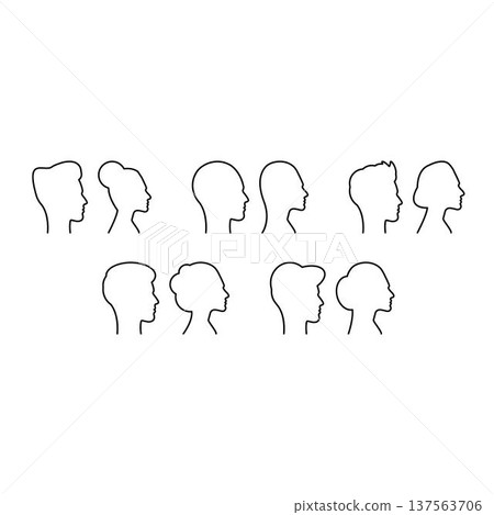 Male Female Head Profile Outline Icon Set, Man Woman Side Face Line Art Silhouette, Human Avatar Profile Shape Clipart, Gender Diversity Illustration, Vector Illustration Isolated on White Background Male Female Head Profile Outline Icon Set, Man Woman Side Face Line Art Silhouette, Human Avatar Profile Shape Clipart, Gender Diversity Illustration, Vector Illustration Isolated on White Background 137563706