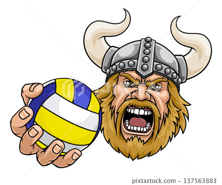 Viking Volleyball Ball Sports Team Mascot Man Viking Volleyball Ball Sports Team Mascot Man 137563883