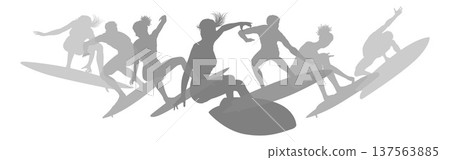 Surfer Surfboard Surfers Men Women Silhouettes 137563885