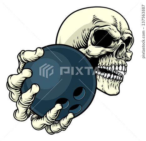 Skeleton Grim Reaper Death Bowling Team Mascot 137563887