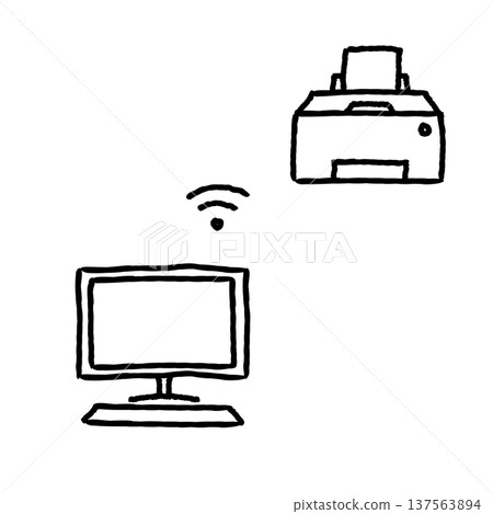 Hand-drawn illustrations printed from a computer 137563894