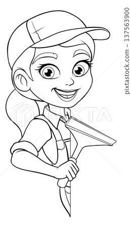 Woman Female Squeegee Window Cleaner Woman Female Squeegee Window Cleaner 137563900