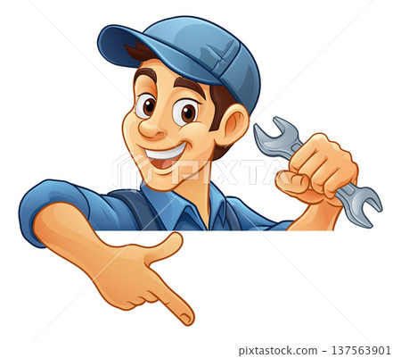 Mechanic Plumber Wrench Spanner Handyman Man 137563901