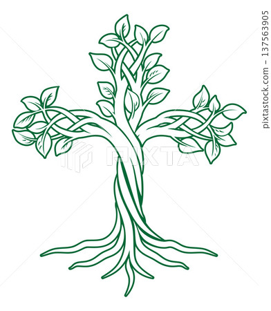 Christian Cross Tree of Life Icon Illustration 137563905