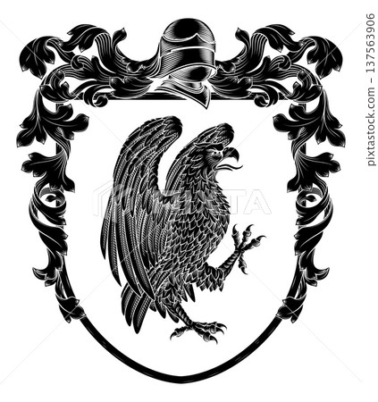 Eagle Coat of Arms Family Crest Heraldic Shield Eagle Coat of Arms Family Crest Heraldic Shield 137563906