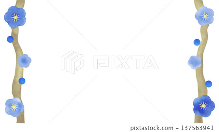 Frame of blue flowers blooming on a branch Frame of blue flowers blooming on a branch 137563941
