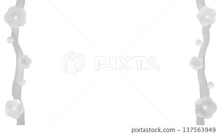 Frame of flowers blooming on gray branches Frame of flowers blooming on gray branches 137563949