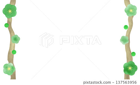 Frame of green flowers blooming on a branch 137563956