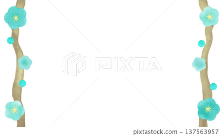 Light blue flower frame blooming on a branch 137563957