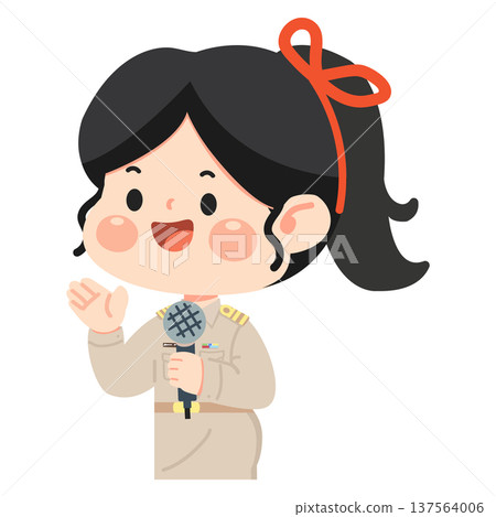 Illustration of Woman in Uniform with Microphone Illustration of Woman in Uniform with Microphone 137564006