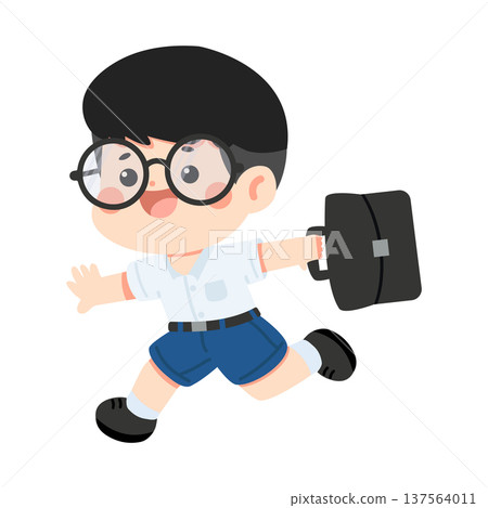 Boy Running With School Bag Boy Running With School Bag 137564011